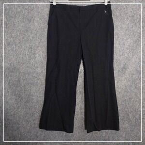 Emporio Armani Women Pants 10 Wide‎ Leg Crop Nylon Textured Black Pockets Casual